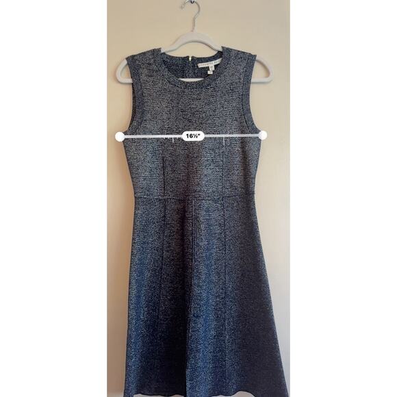 VERONICA BEARD FOLEY SLEEVELESS METALLIC FLARE MIDI DRESS sz M - Picture 3 of 11